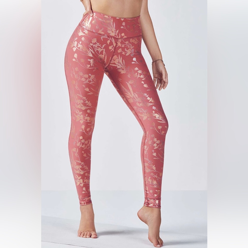 Fabletics Rose and Metallic Floral Leggings